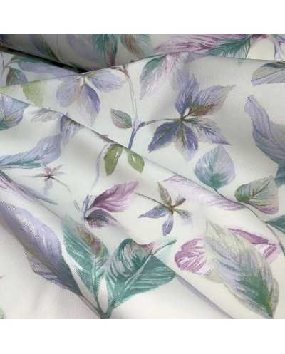 Tessuto Panama Foglie Lilla...