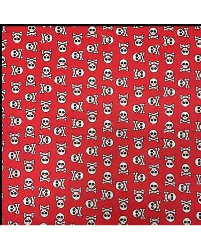 Tessuto Cotone Teschi Rosso...