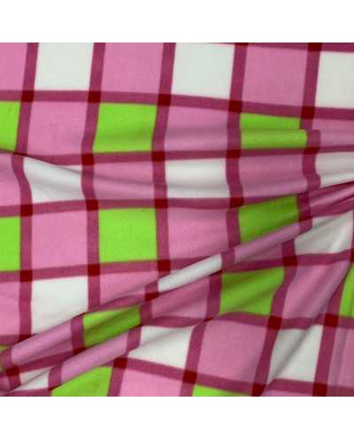 Tessuto Pile Scozzese Rosa...