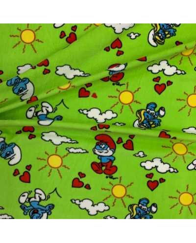 Tessuto Pile Puffi Verde...