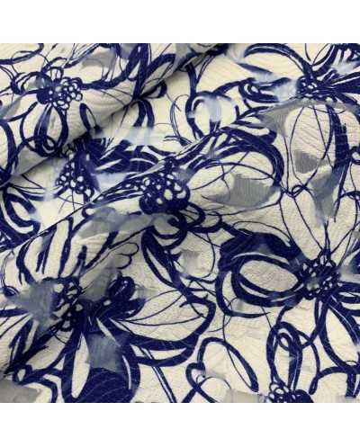 Tessuto Devorè Viscosa Blu...