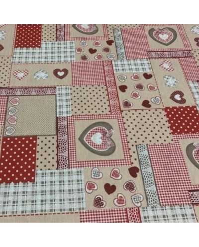 Tessuto Panama Shabby Cuori...