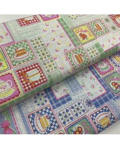 Tessuto Cotone Stampato Tea...