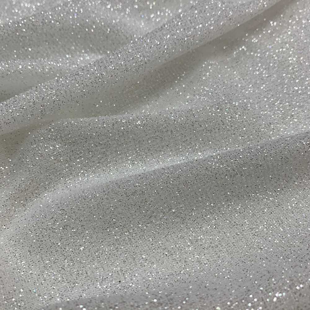 Tessuto Tulle Elastico Glitter Bianco 50 Cm