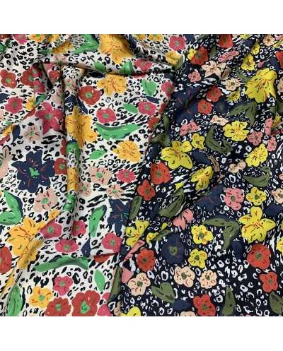 Tessuto Satin Fiori Sauvage...