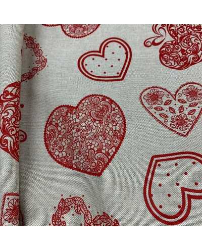 Tessuto Panama Shabby Cuori...