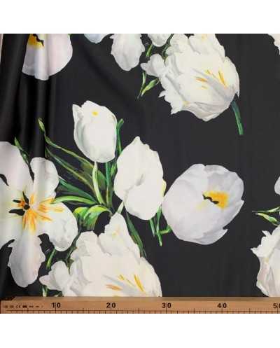 Tessuto Rasone Gigli Nero...