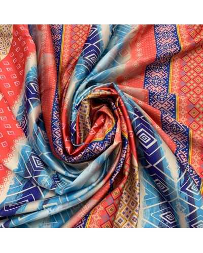 Tessuto Satin Rombi Corallo...