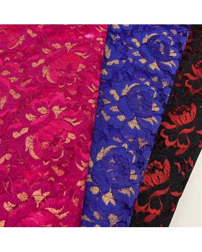 Tessuto Pizzo Rose Lurex 50 Cm