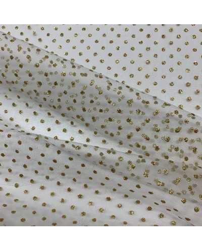 Tessuto Tulle Pois Oro 50 Cm
