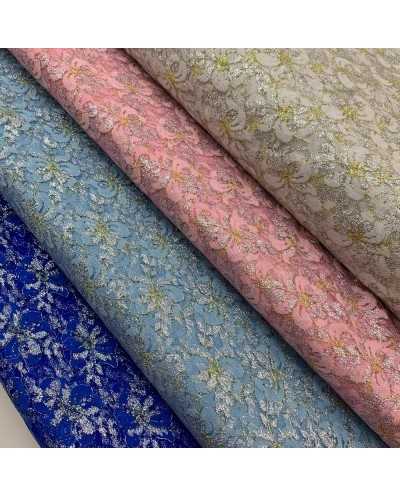 Tessuto Pizzo Primula Lurex...