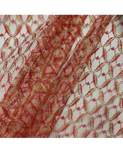 Tessuto Tulle Rosso Onde...