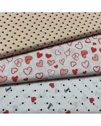 Tessuto Cotone Cuori...