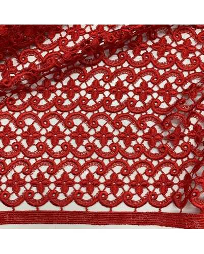 Tessuto Macramè Onde Rosso...