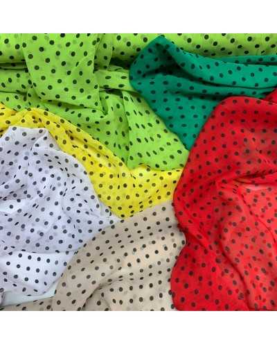 Tessuto Chiffon Pois Nero...