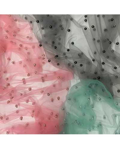 Tessuto Tulle Perline 50 Cm