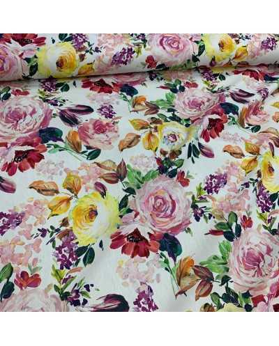 Tessuto Panama Rose Dipinte...