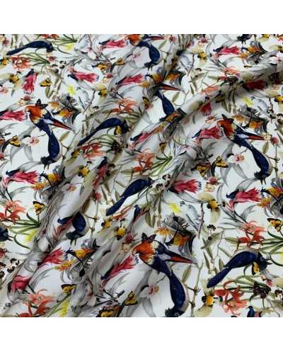 Tessuto Pura Seta Parrots...