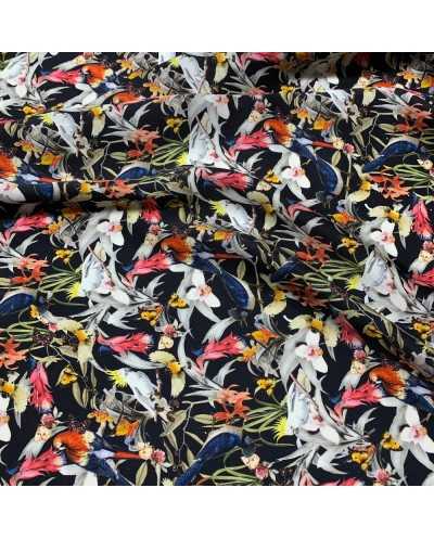 Tessuto Pura Seta Parrots...