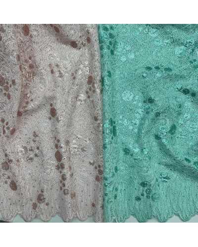 Tessuto Tulle Ricamato Rete...