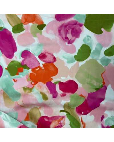 Tessuto Viscosa Satin Fiori...