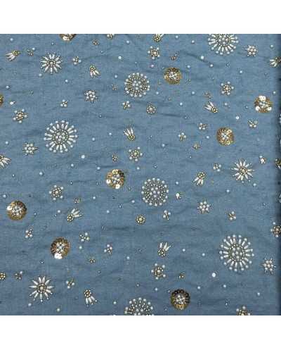 Tessuto Jeans Ricamato...