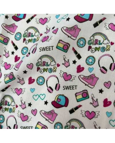 Tessuto Cotone Girl Power...