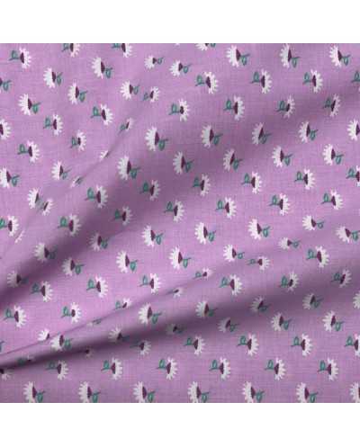 Tessuto Cotone Fiori Lilla...
