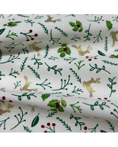 Tessuto Cotone Natale Renna...