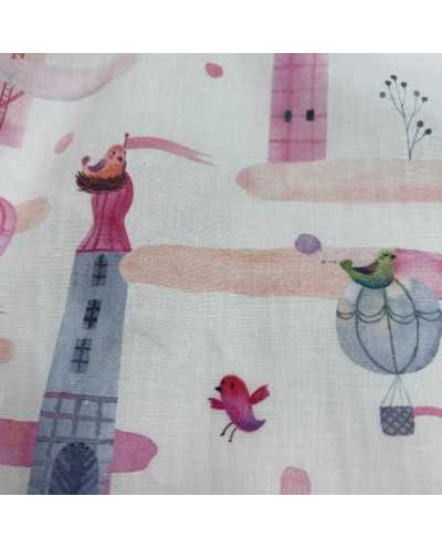 Tessuto Cotone Favole Torre...