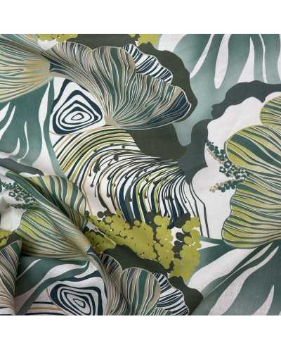 Tessuto Puro Lino Foglie...