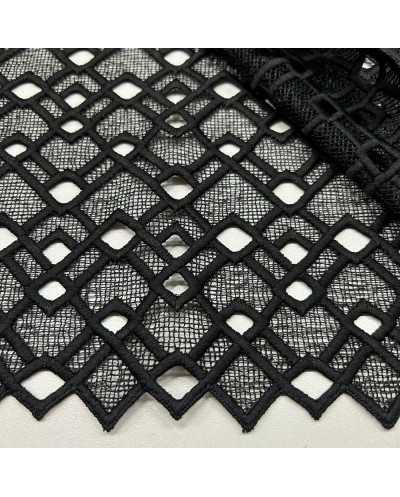 Tessuto Macramè Cotone Nero...