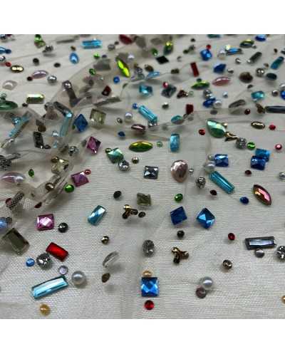 Tessuto Tulle Ricamato Nudo...