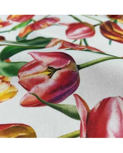 Tessuto Panama Tulipani...