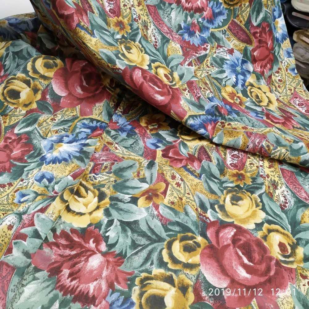 Tessuto Cotone Stampato Fiorato Alto 150 Cm