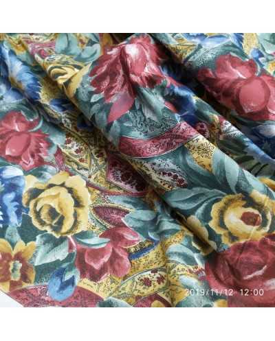 Tessuto Cotone Stampato Fiorato Alto 150 Cm