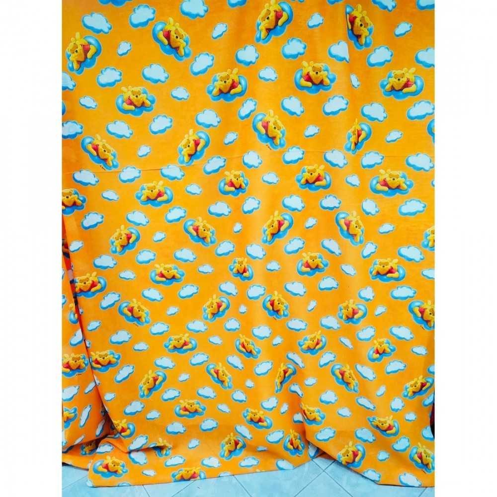 Tessuto Tenda Trama Misto Lino Winnie The Pooh Alta 280 Cm