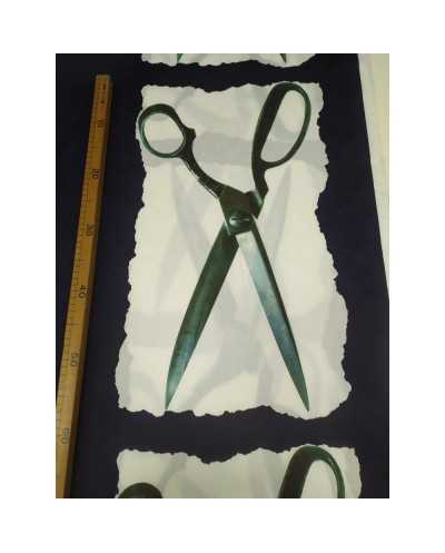 TESSUTO COTONE STAMPA FORBICI GRANDE E PICCOLA SARTORIA ALTO 150 CM