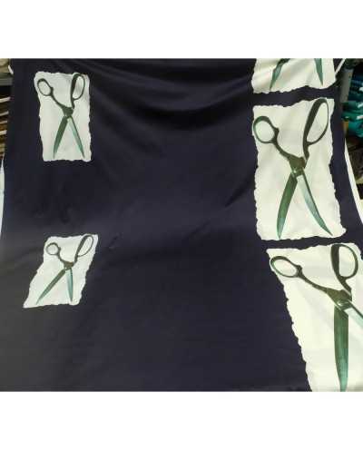 TESSUTO COTONE STAMPA FORBICI GRANDE E PICCOLA SARTORIA ALTO 150 CM